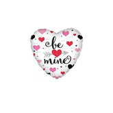 Foil Balloon 9" (22.5cm Dia) Be Mine Heart White