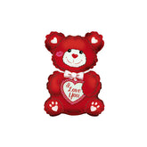 Foil Balloon 9" (22.5cm Dia) I Love You Bear Red