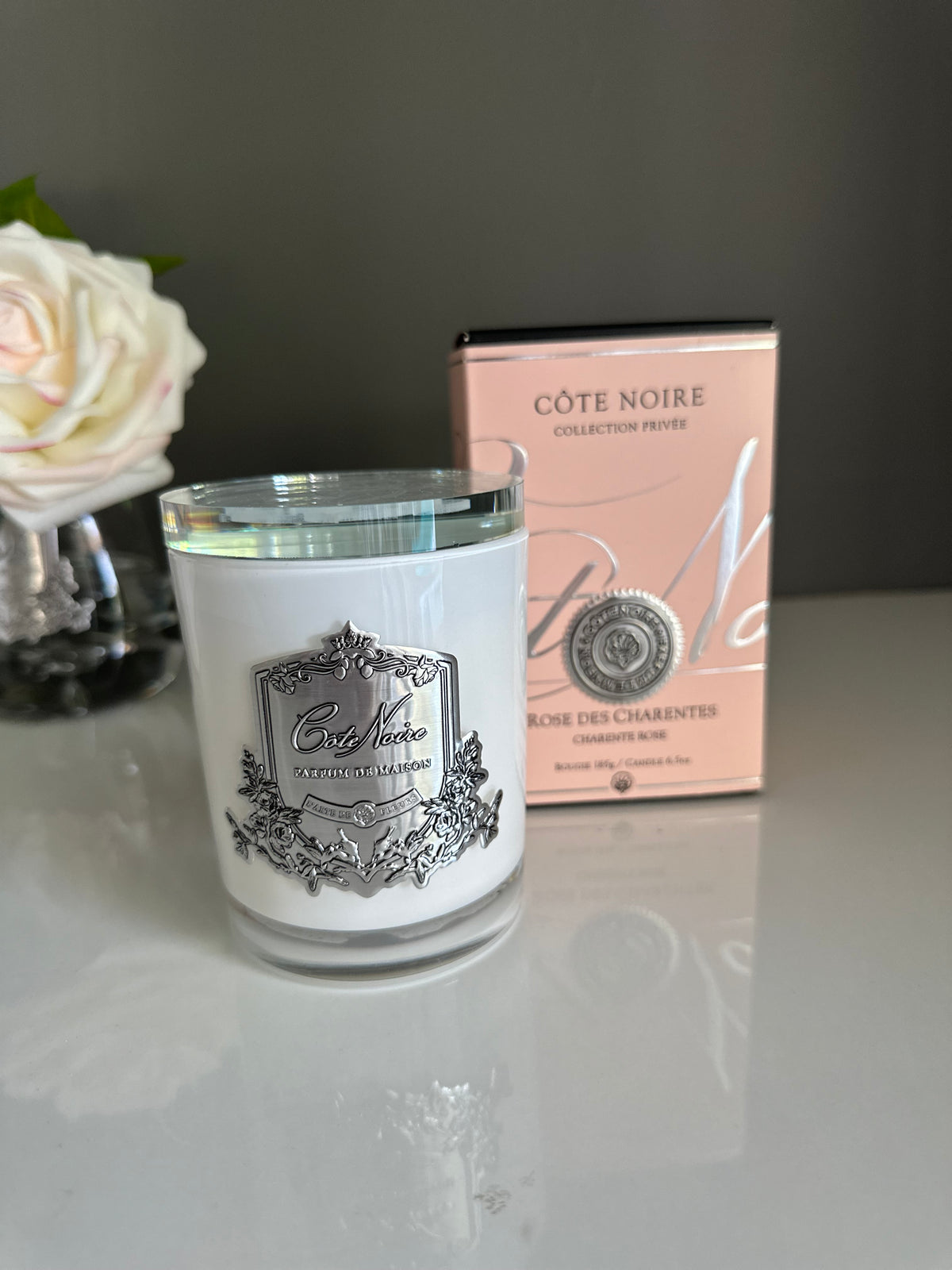 Tear drop tea rose and  luxury candle sympathy gift box.