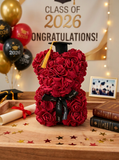 Graduation Rose Bear – Red Foam Rose Teddy Bear