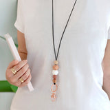 Teacher Latte Beaded Lanyard