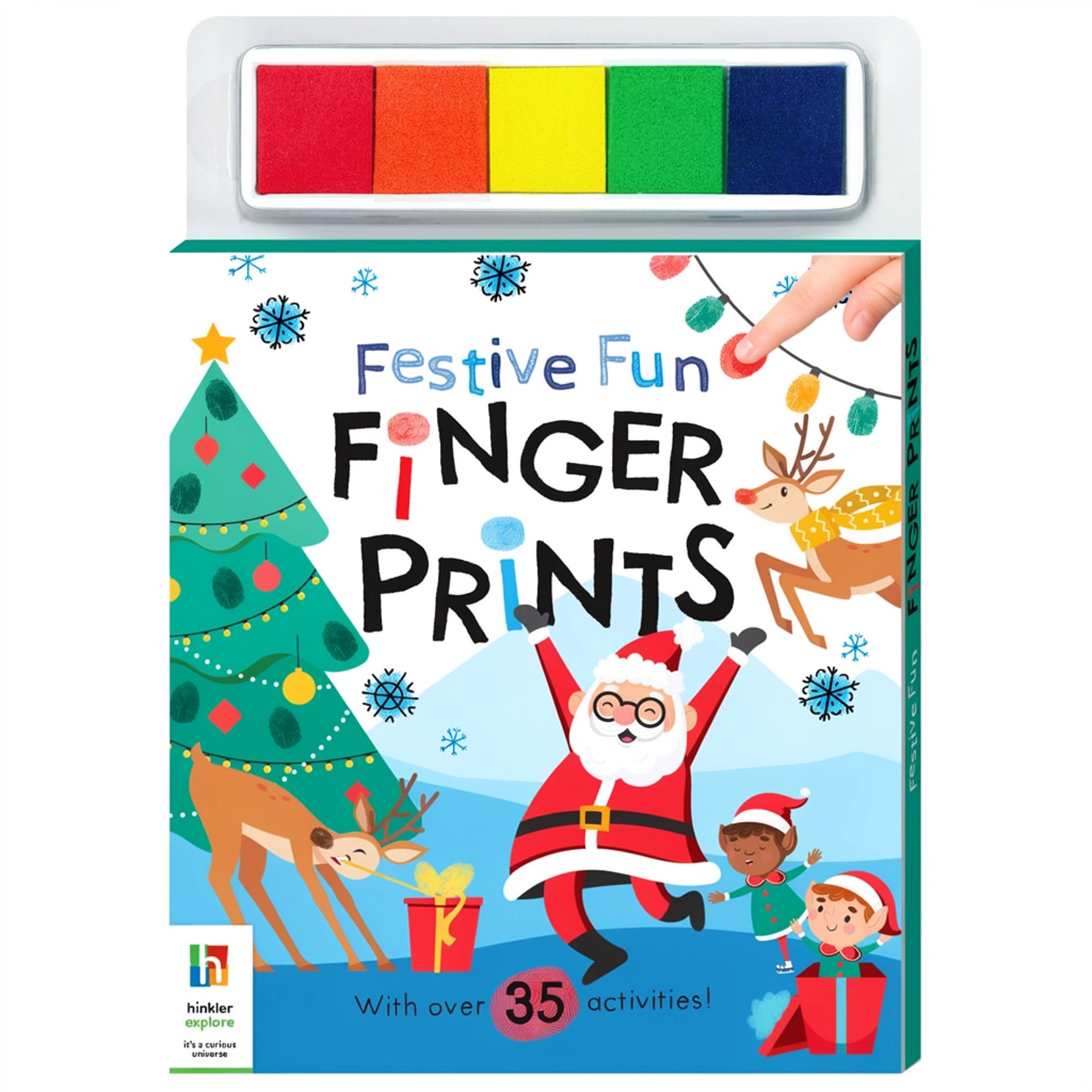 Festive Fun Finger Prints | Kids Christmas Activity Book with Ink Pad