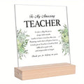 Acrylic Teacher Appreciation Plague With Wooden Stand