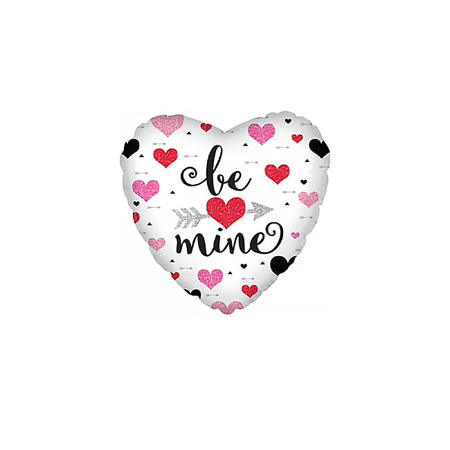 Foil Balloon 9" (22.5cm Dia) Be Mine Heart White