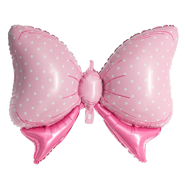 Foil Balloon Polka Dot Bow (80cmx50cmH) Pink