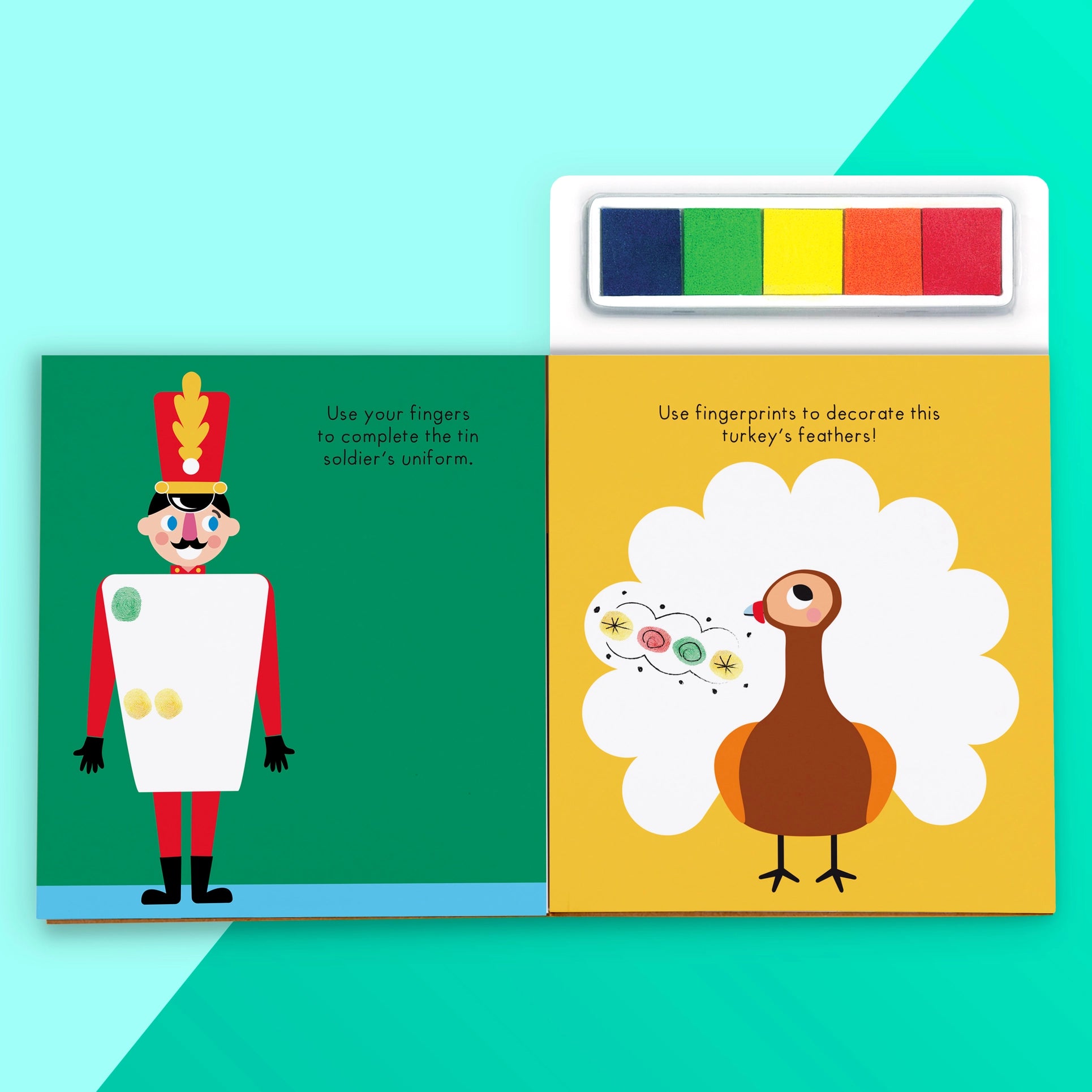 Festive Fun Finger Prints | Kids Christmas Activity Book with Ink Pad