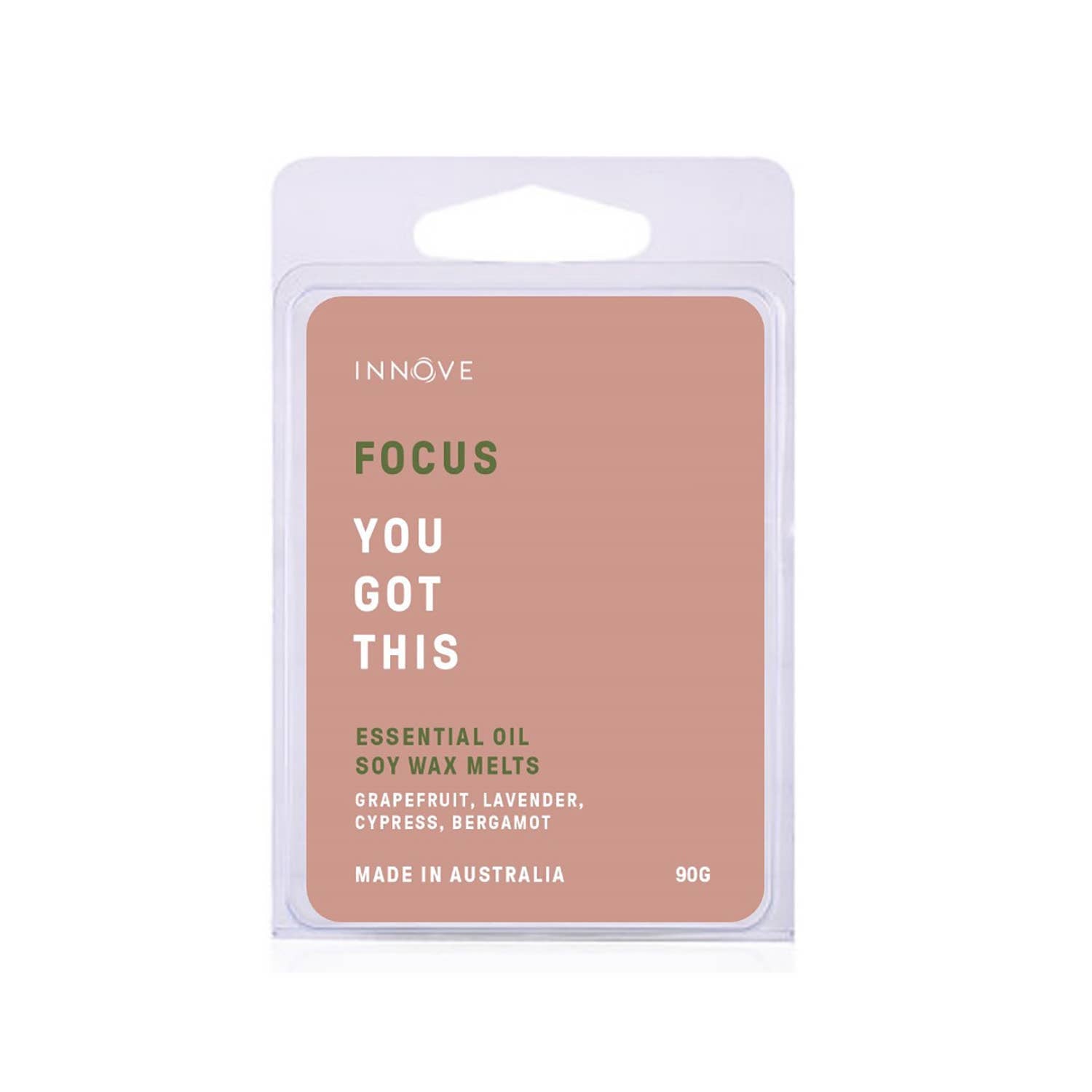 Focus Essential Oil Soy Wax Melts in a 6-Cavity Clamshell Pack
