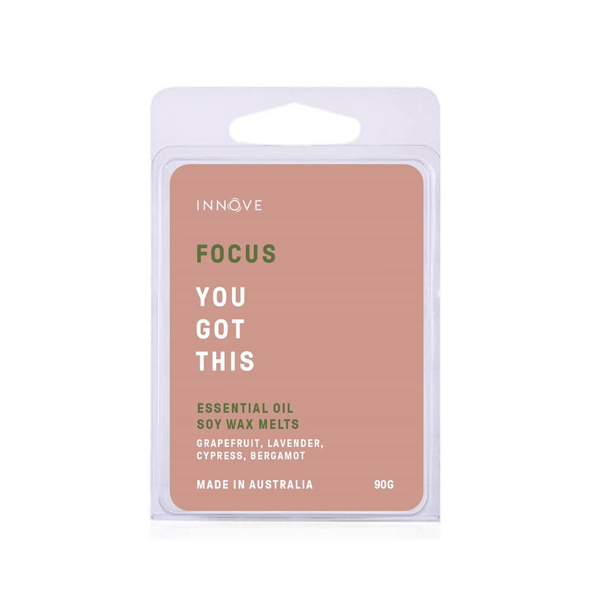 Focus Essential Oil Soy Wax Melts in a 6-Cavity Clamshell Pack