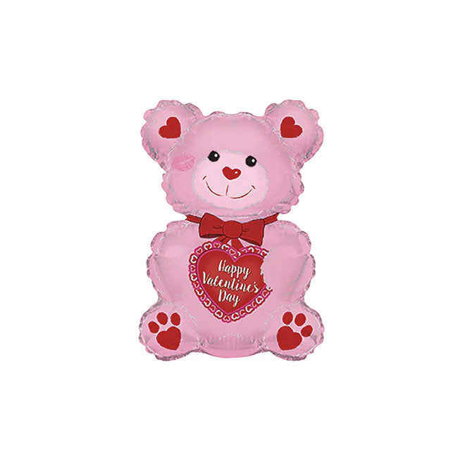 Foil Balloon Happy Valentine's Day Bear Pink (7.75"Wx12"H)