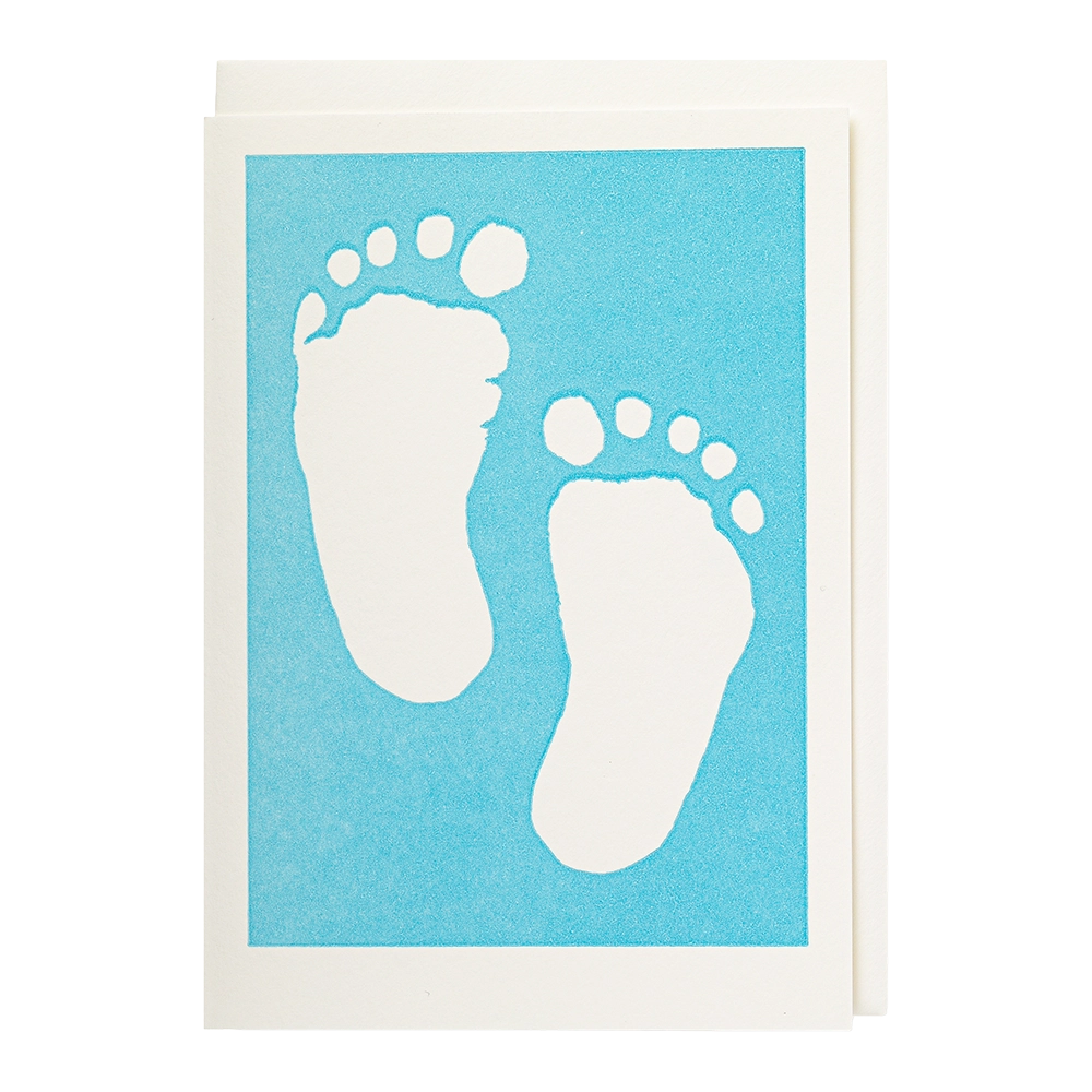 Greeting Card Blue Baby Feet