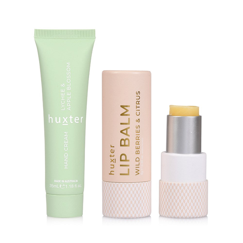 Huxter Lip & Hand Cream Duo - Green - Lychee & Apple Blossom
