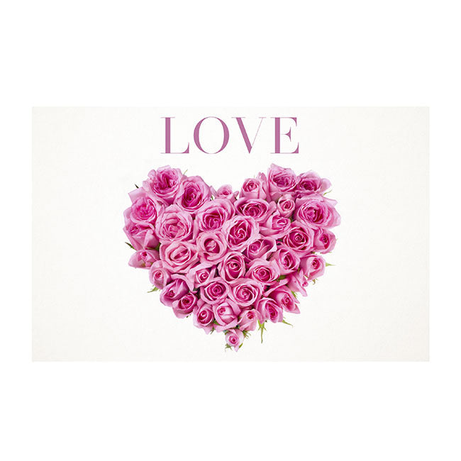 Cards White Love and Heart Roses Pink (10x6.5cmH)