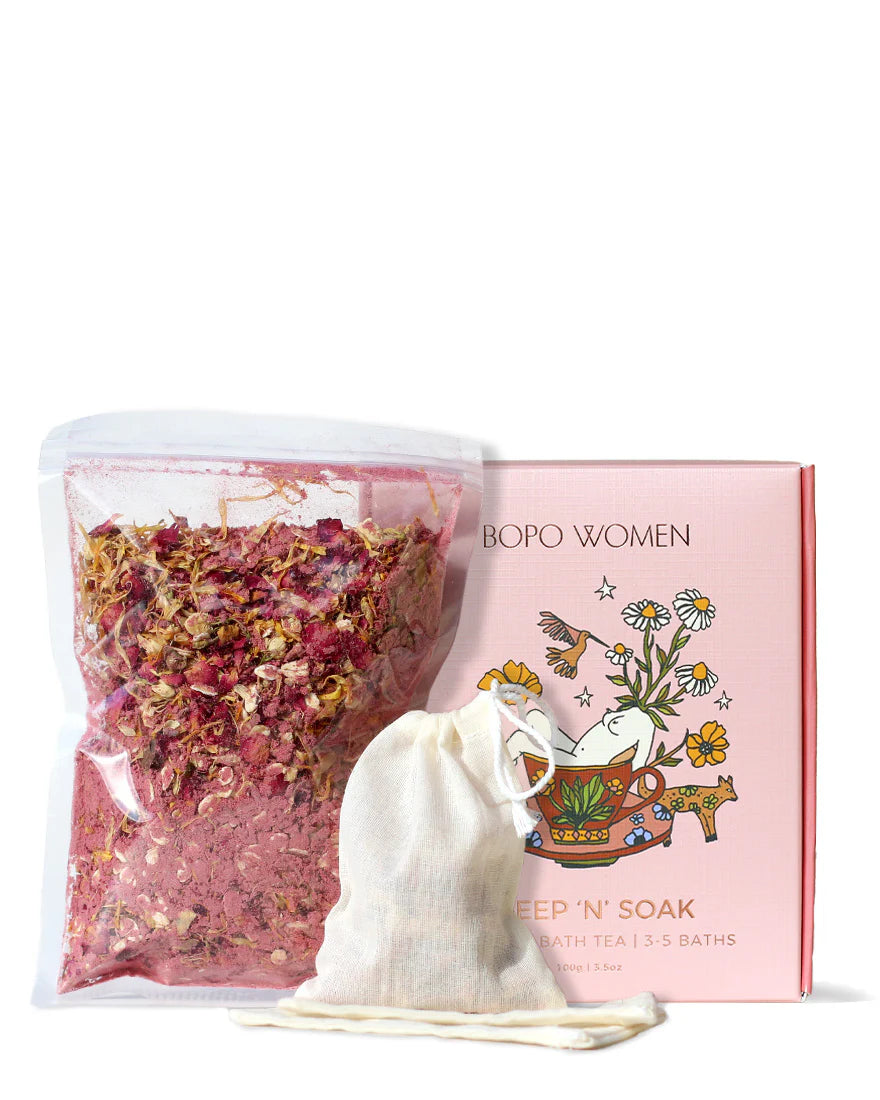 Blushing Bath Tea detail in self-care gift hamper