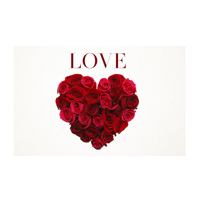 Card White Love and Heart Roses Red (10x6.5cmH)