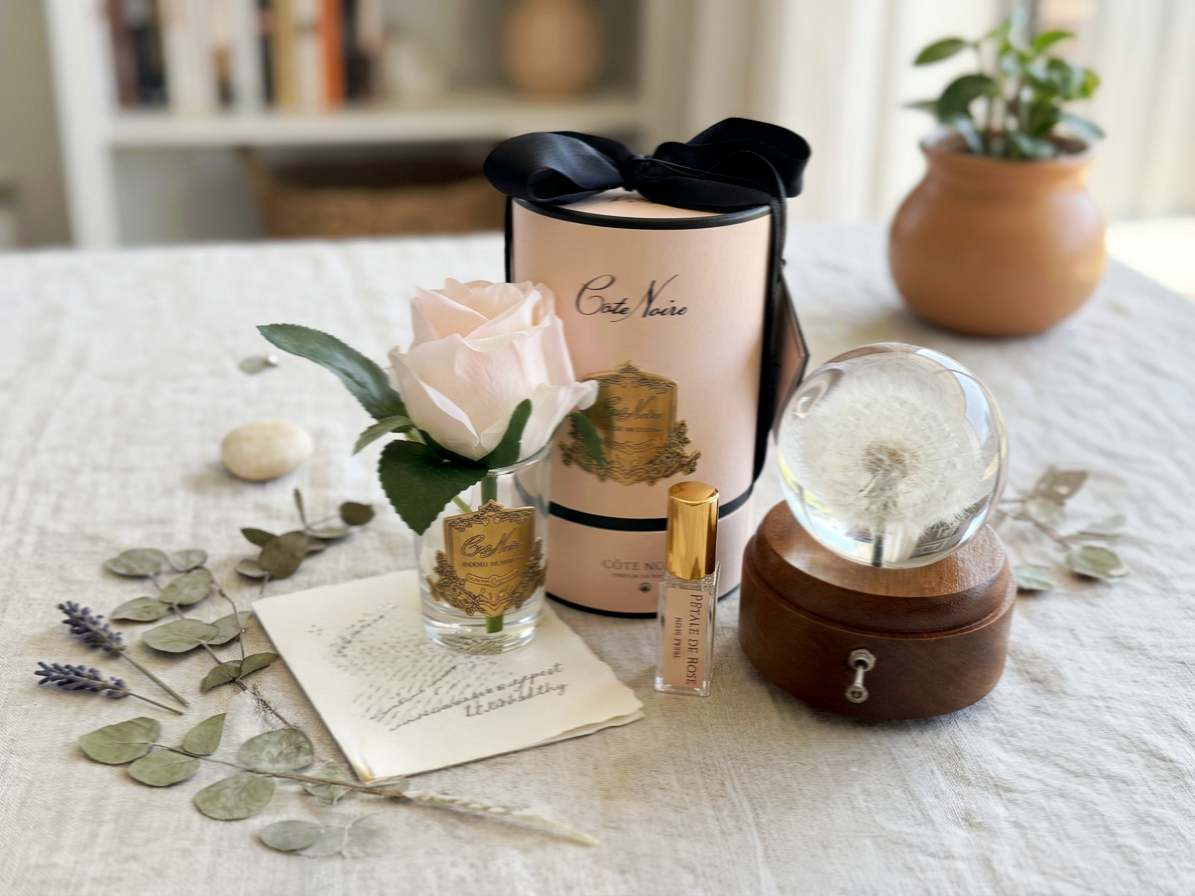 Sympathy Gift Box — Musical Dandelion Keepsake with Rose & Côte Noire Candle