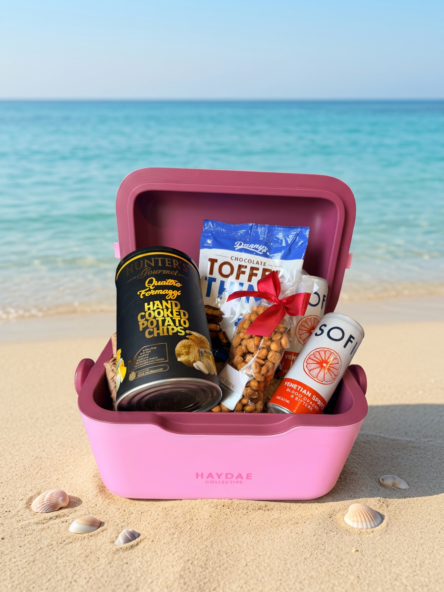 Summer Spritz Gift Hamper | Pink Cooler & Gourmet Snacks