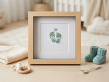 Little Footprints Baby Boy Gift Box with Teddy Bear, Muslin Swaddle & Sea Glass Keepsake