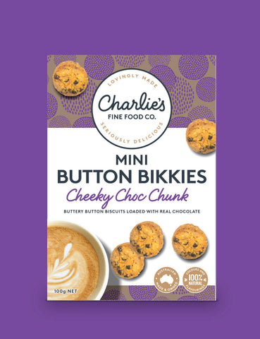 Chunky choc chunk mini button bikkies.