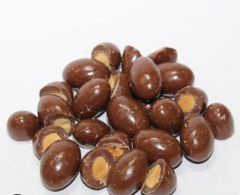 Premium milk chocolate covered scorched almonds