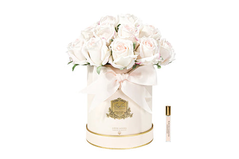 Hat Box Rose Bud Bouquet - Pink Box with Pink Blush Rose Buds