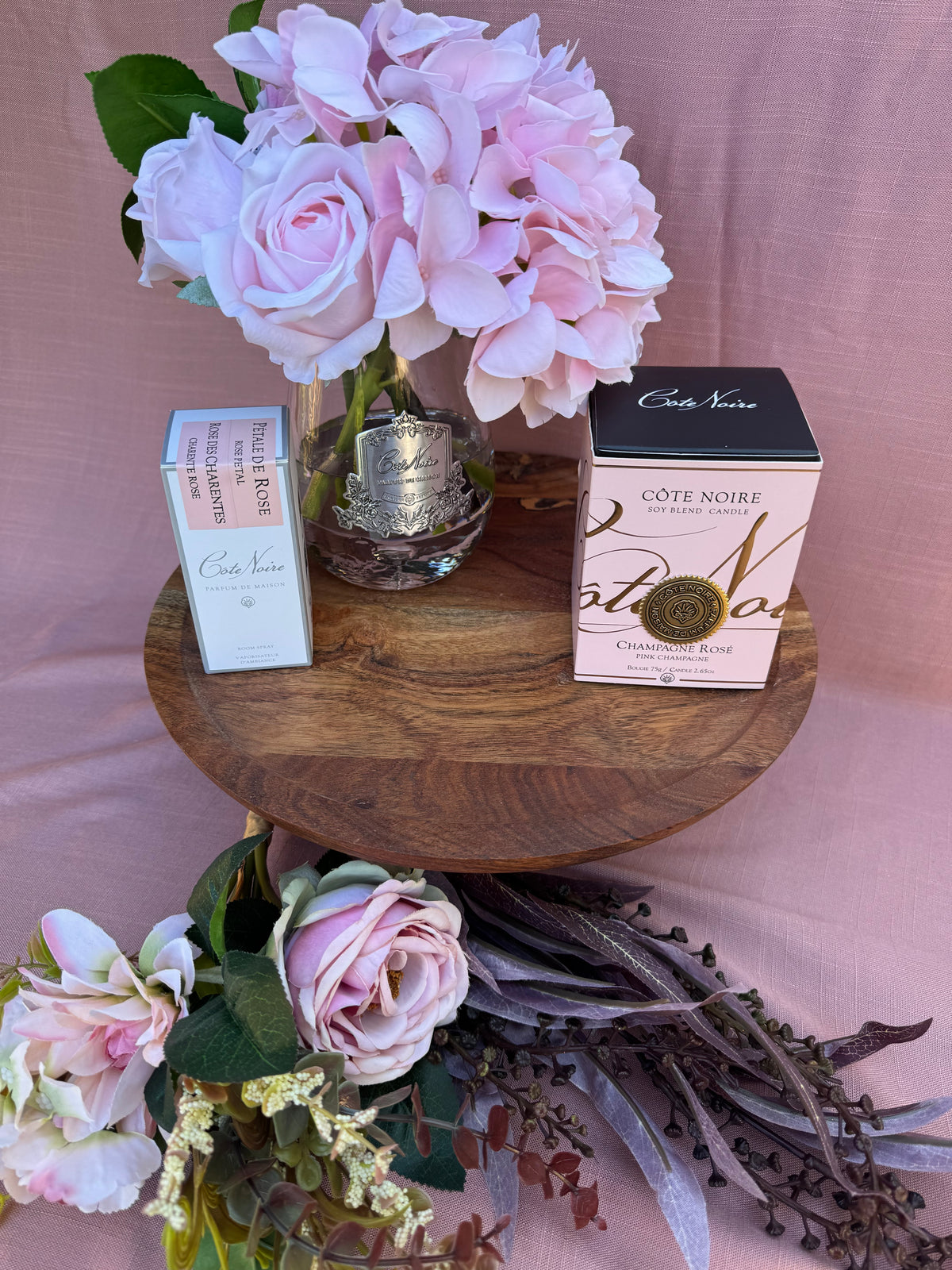 Tear Drop Tea Rose & Hyrdangea With Luxury Candle Sympathy Keepsake