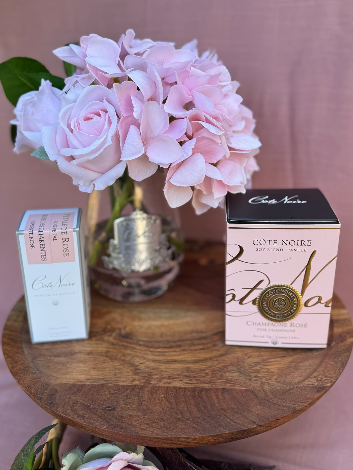 Tear Drop Tea Rose & Hyrdangea With Luxury Candle Sympathy Keepsake