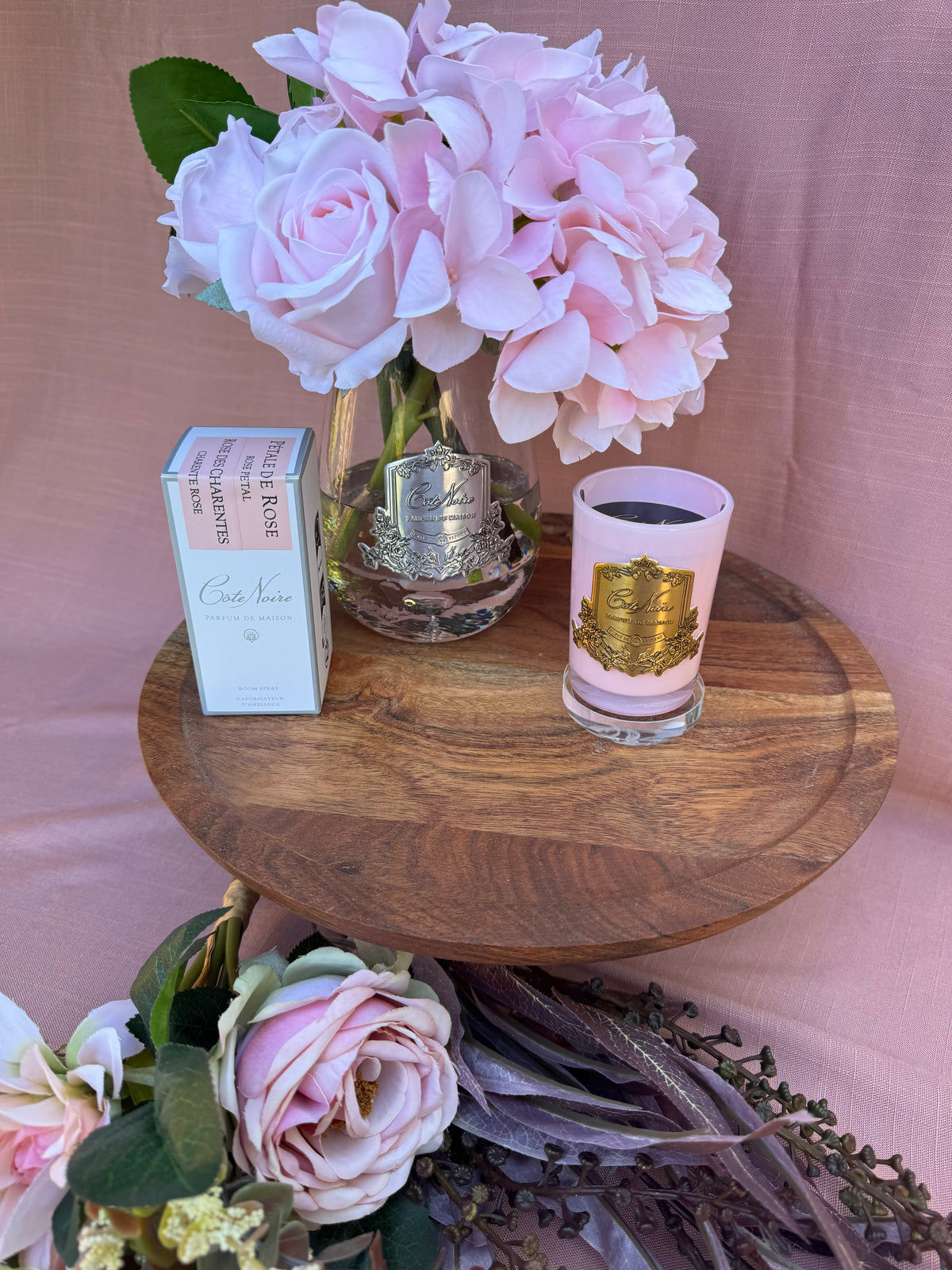 Tear Drop Tea Rose & Hyrdangea With Luxury Candle Sympathy Keepsake