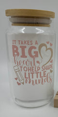 Clear Drinking Glass With Bamboo Lid And Glass Straw
