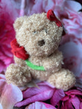 Mrs Teddy Bear with Red Rose 20cm