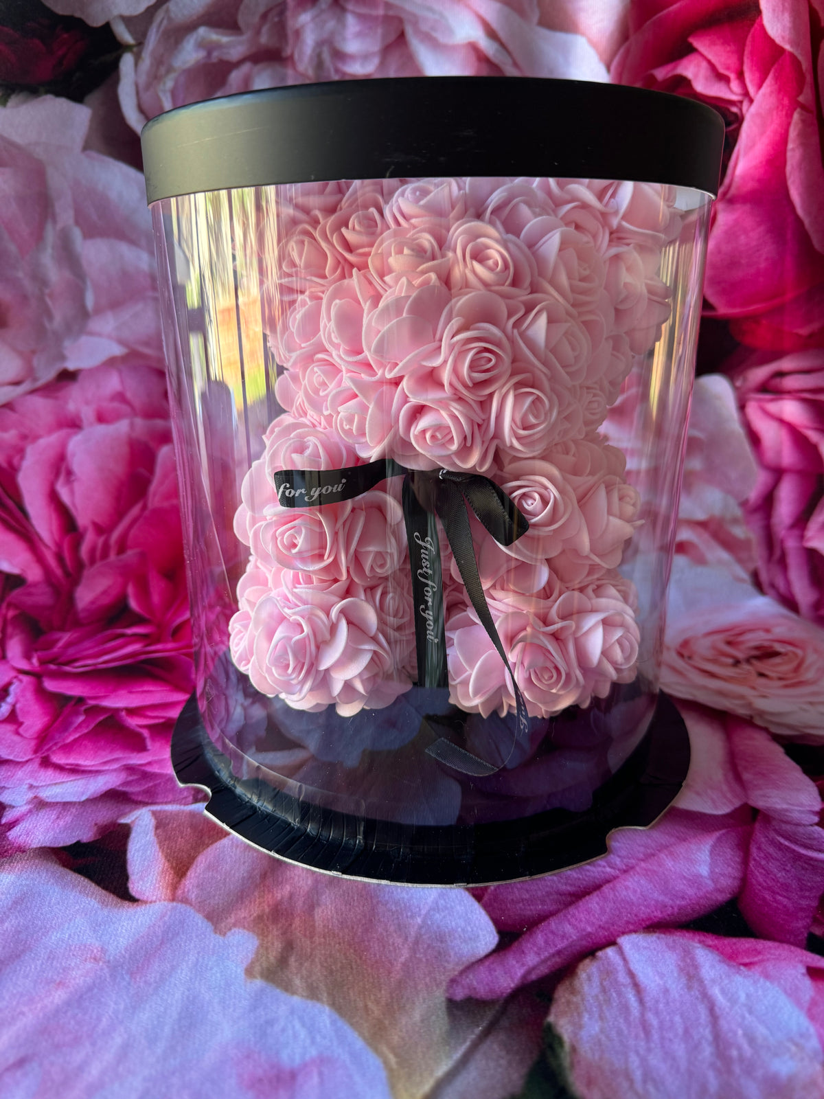 Artificial Preserved Rose Teddy Bear 20cm