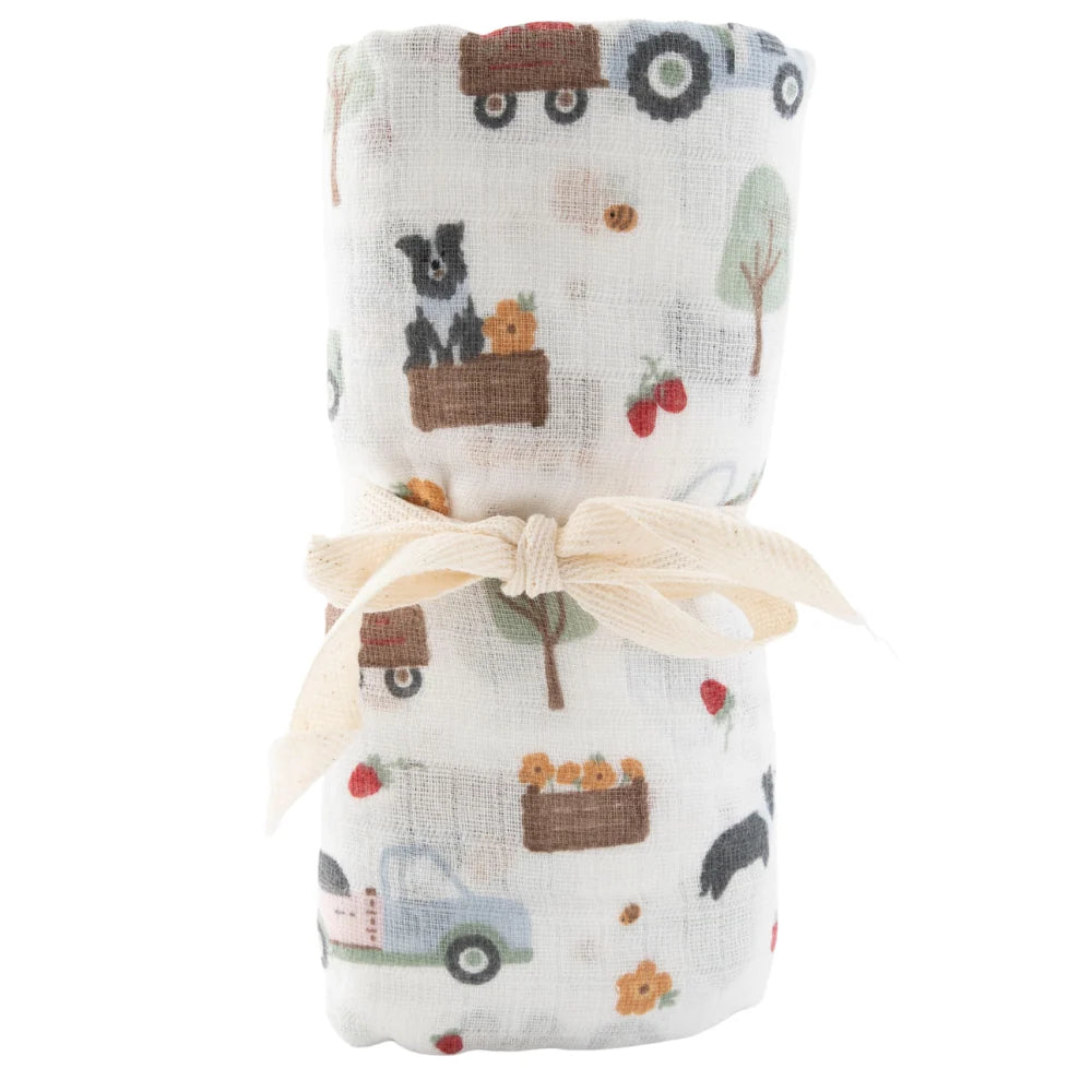 Little Footprints Baby Boy Gift Box with Teddy Bear, Muslin Swaddle & Sea Glass Keepsake