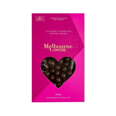 Melbourne Cocoa - 70% dark chocolate coffee beans.