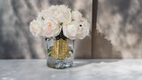 Cote Noire Grand Rose Bud Bouquet Clear Glass- Blush Pink