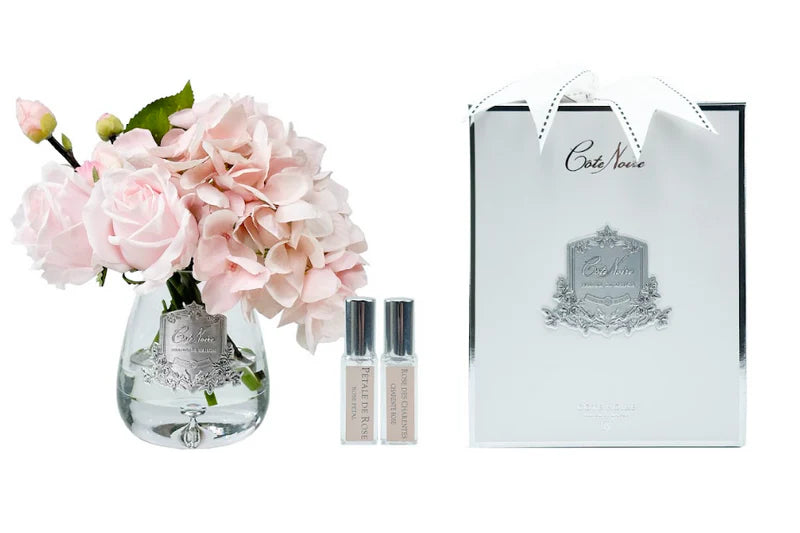Tear Drop Tea Rose & Hyrdangea With Luxury Candle Sympathy Keepsake