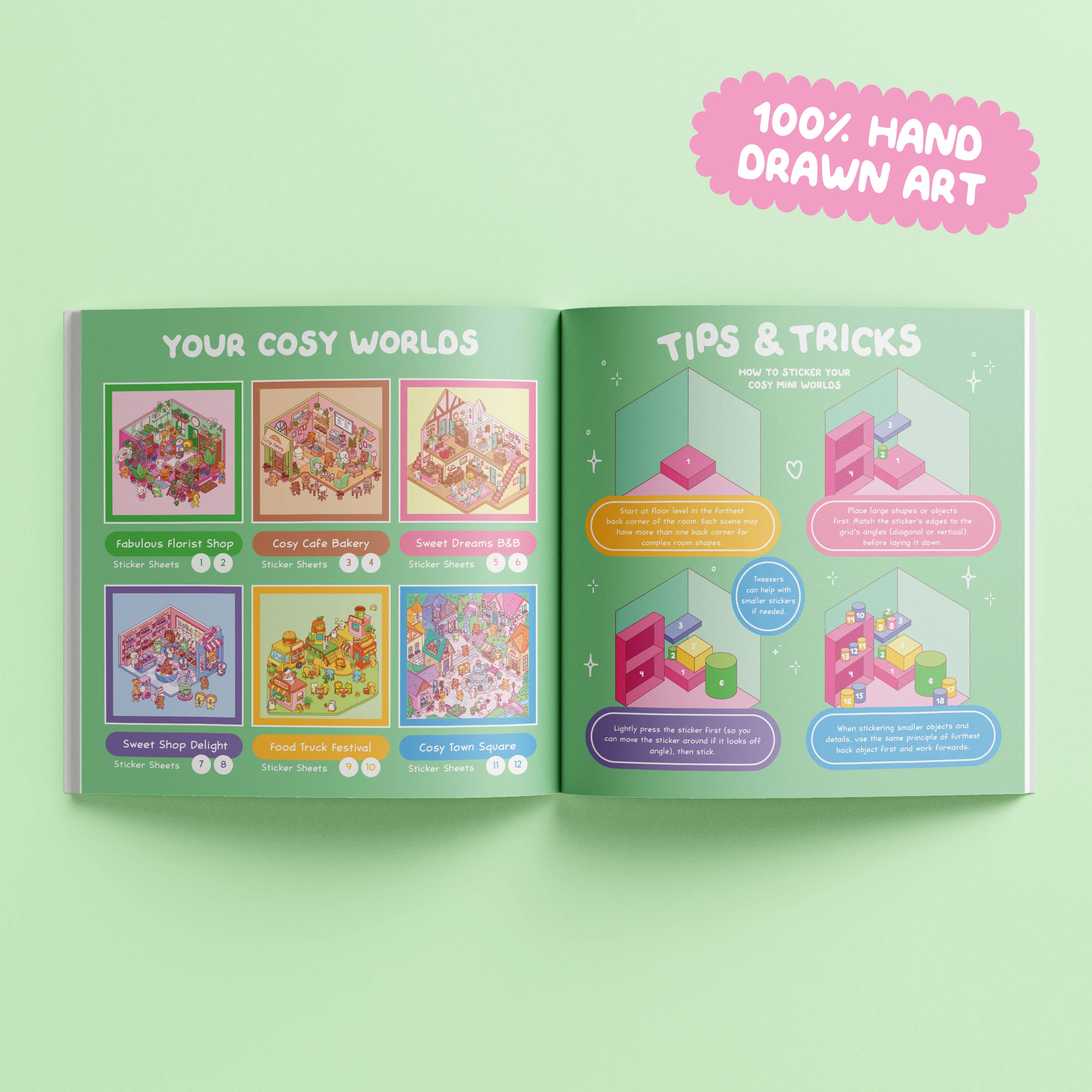 Cosy Sticker Worlds: Village Vibes – Miniature Sticker Activity with 6 Illustrated Panels