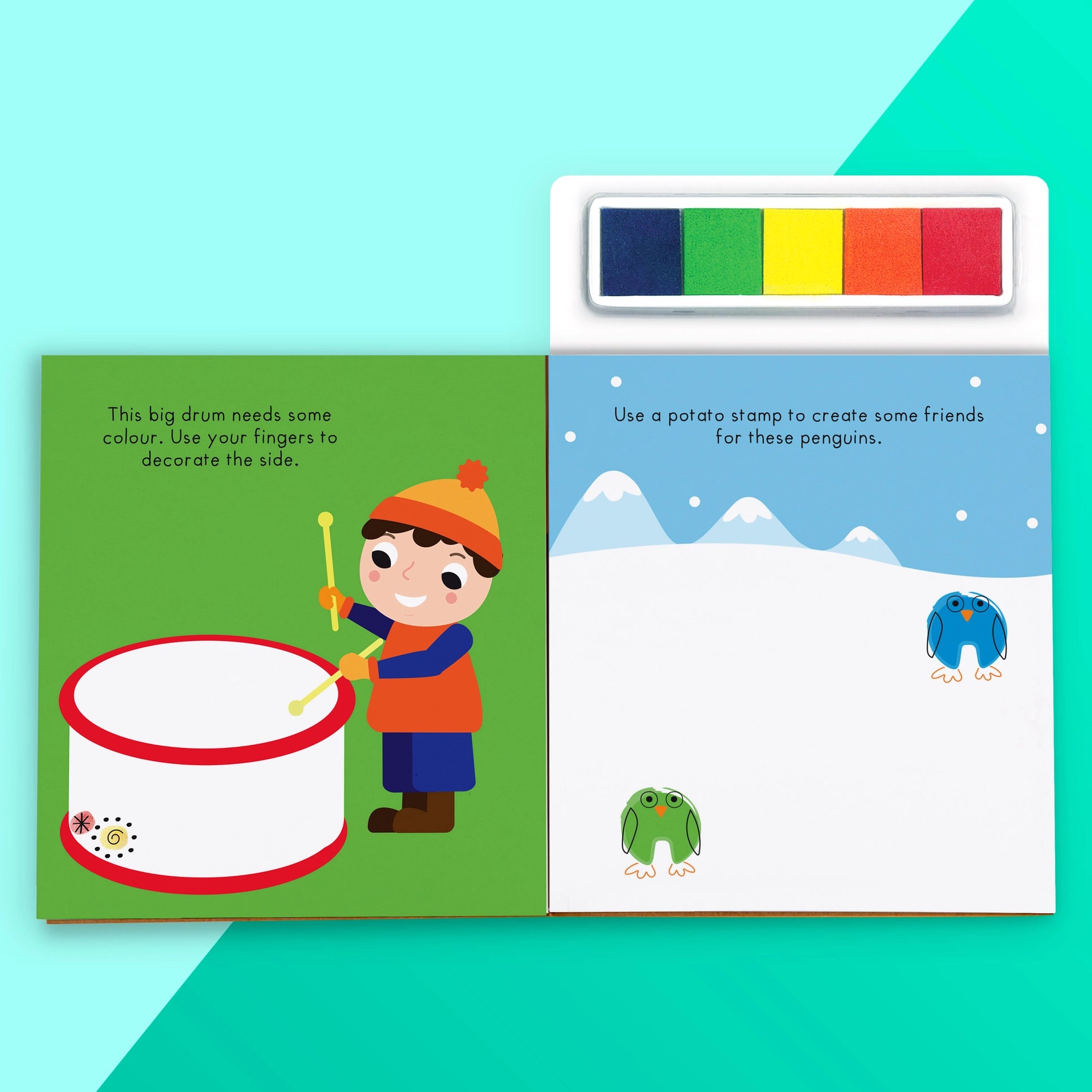 Festive Fun Finger Prints | Kids Christmas Activity Book with Ink Pad