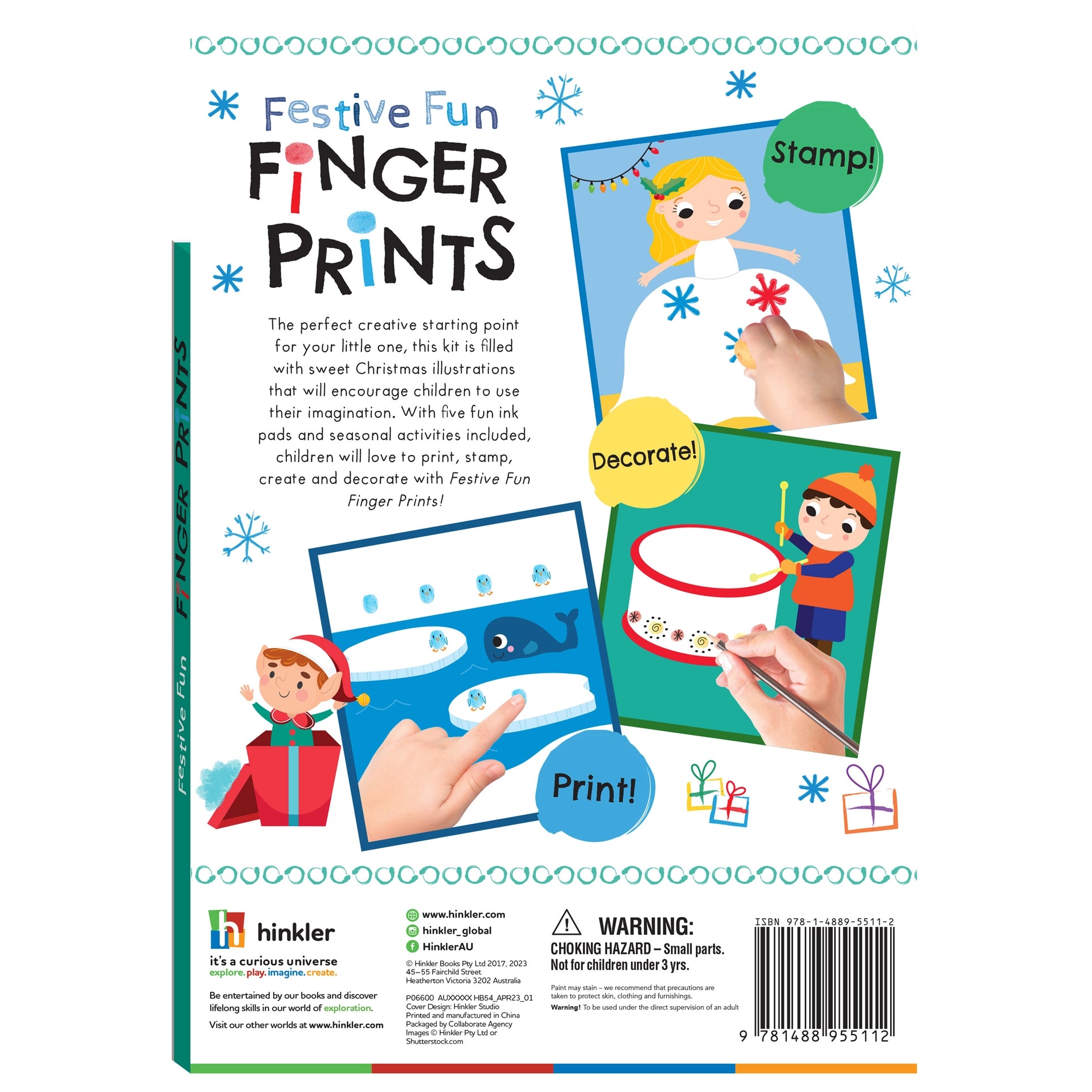 Festive Fun Finger Prints | Kids Christmas Activity Book with Ink Pad