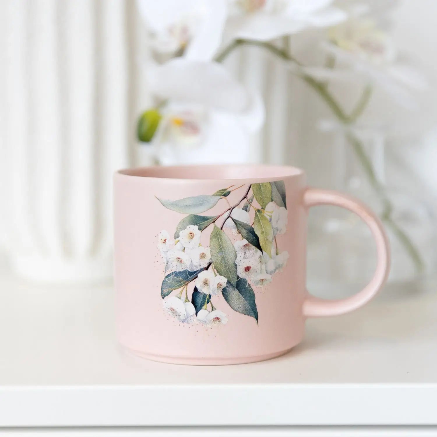 Native Blooms White Floral Mug