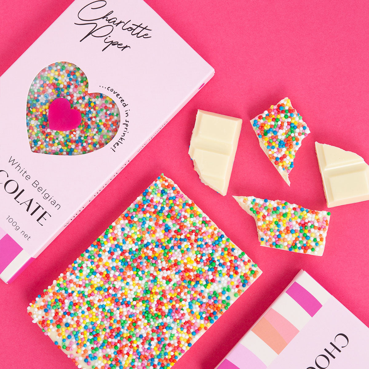 White Belgian Chocolate With Sprinkle Bar - Charlotte Piper