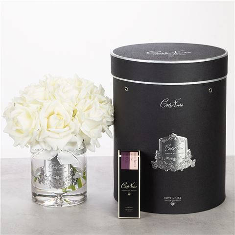 Cote Noire Luxury Rose Bouquet - Ivory White and Fragrance